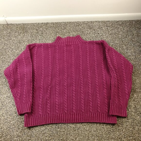 Vintage Gap Sweater Ramie Cotton Cable Knit Fisherman Dark Pink Womens Small - Picture 4 of 8